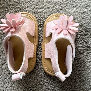 Pink Baby Sandals with Flower Design